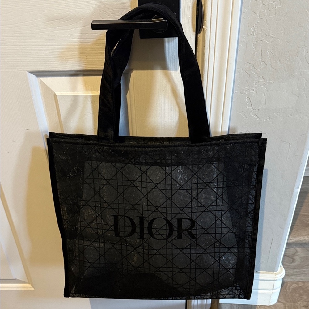GWP - DIOR Black Mesh Tote Bag w/Velvet Accents - Picture 1 of 3